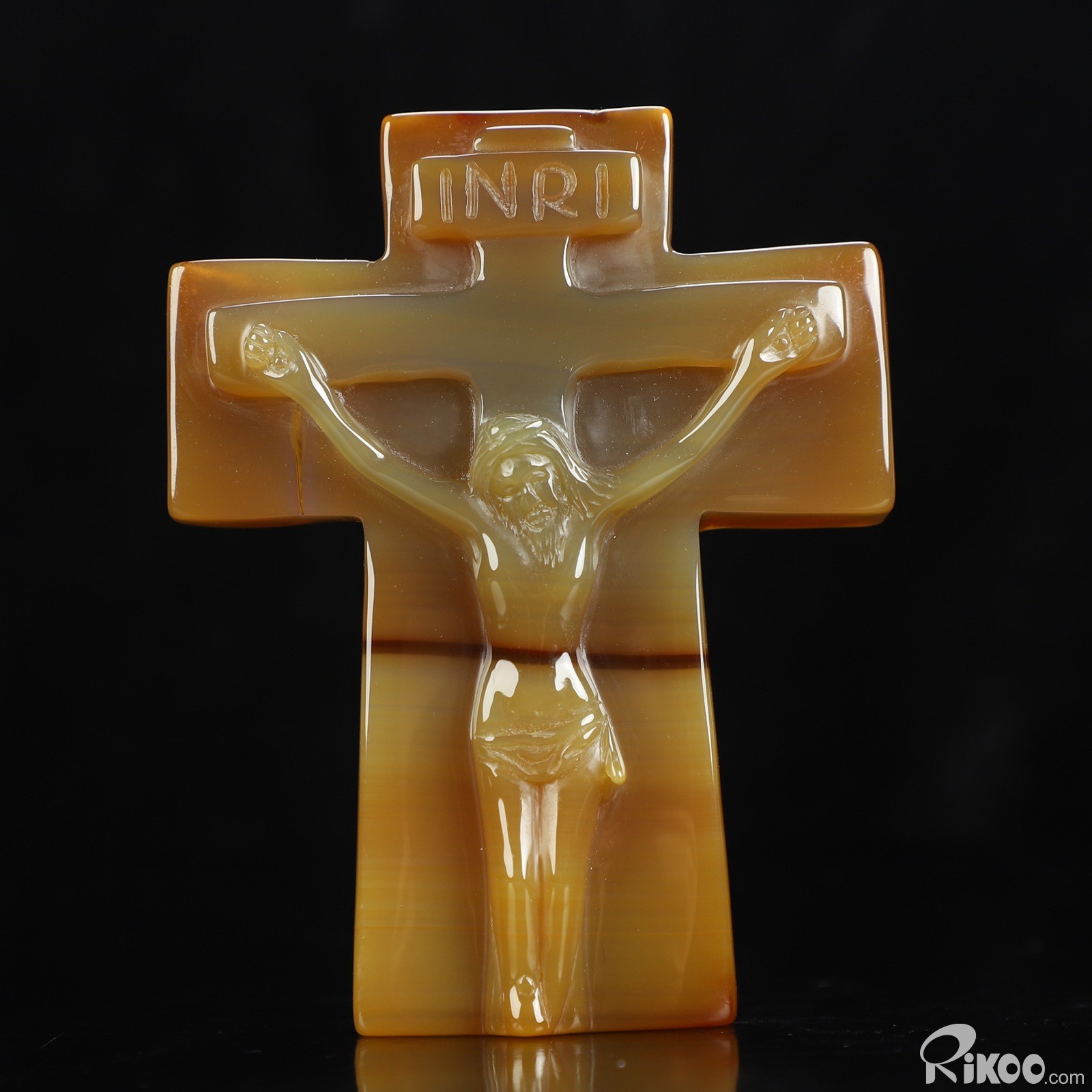 3.8″ Agate Hand Carved Crystal Jesus Cross Sculpture, Crystal Healing