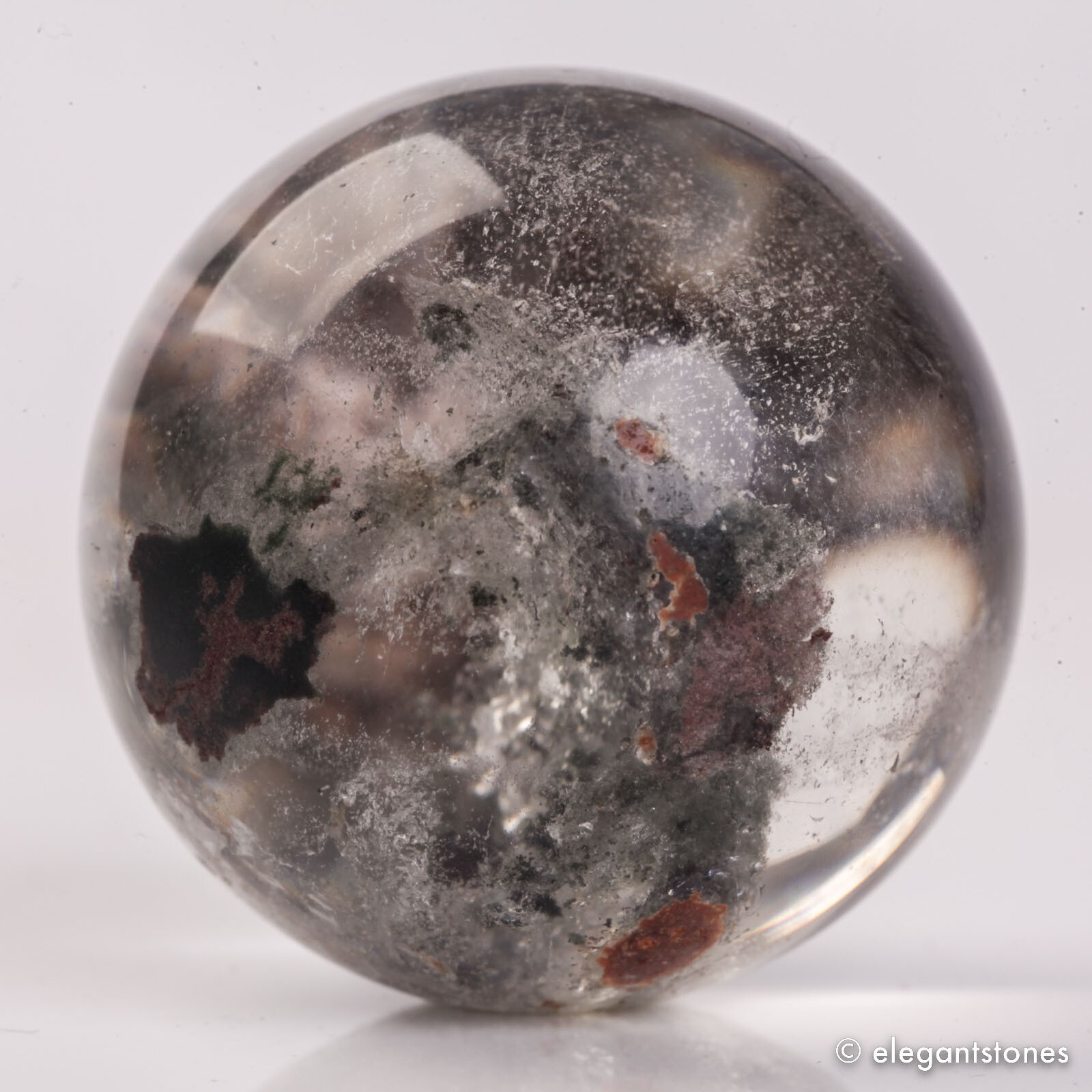 58g34mm Natural Garden/Phantom/Ghost/Lodolite Quartz Crystal Sphere Healing Ball