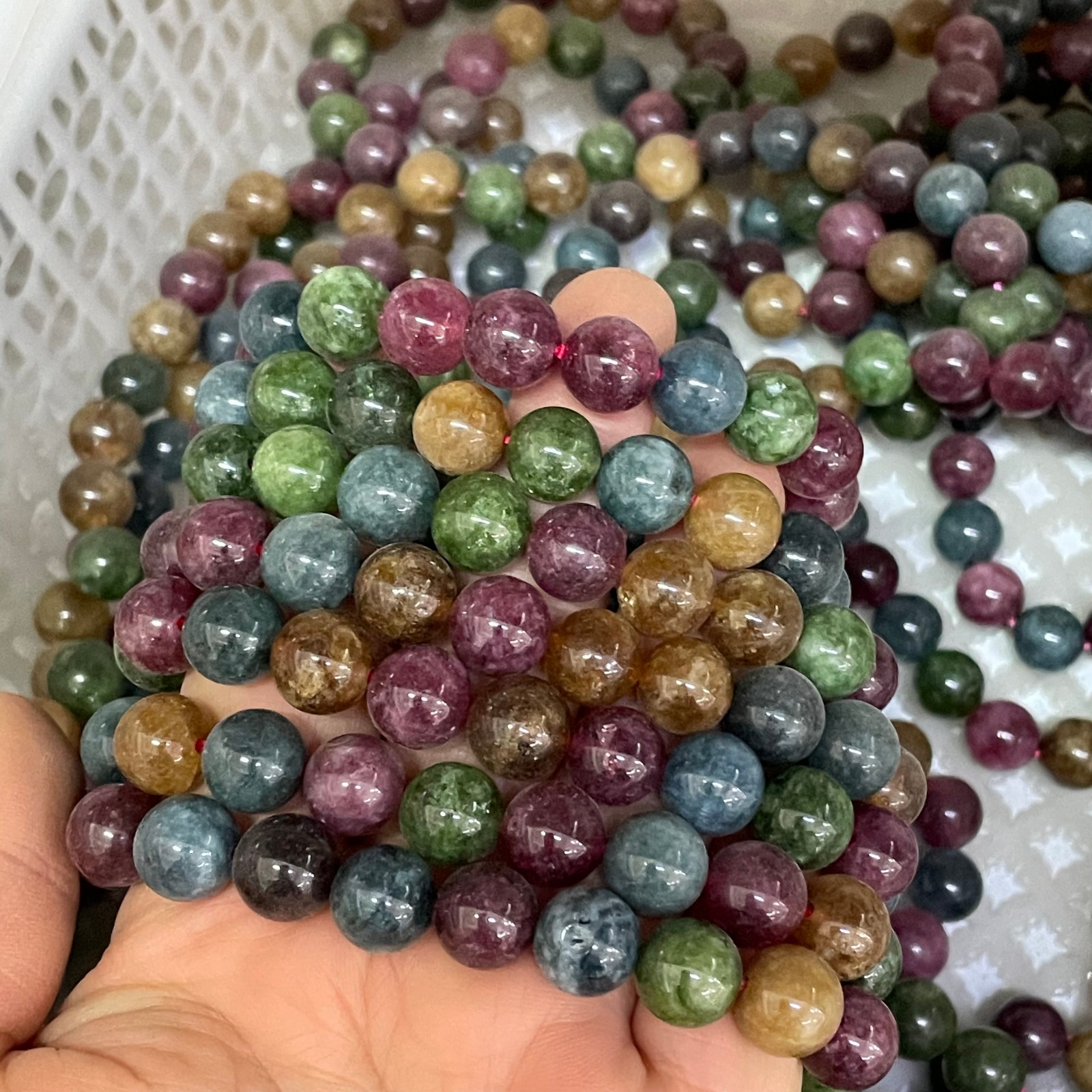 10pcs Multi color combination crystal elastic bead bracelet Size 10mm