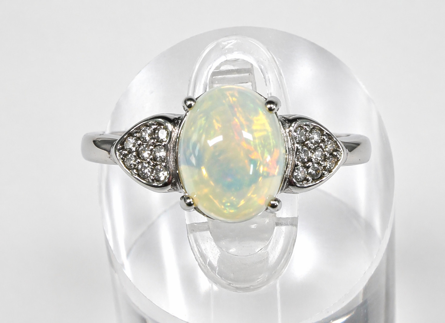 Wholesale 7 Pcs Natural Opal Stainless Steel Rings 7x9mm
