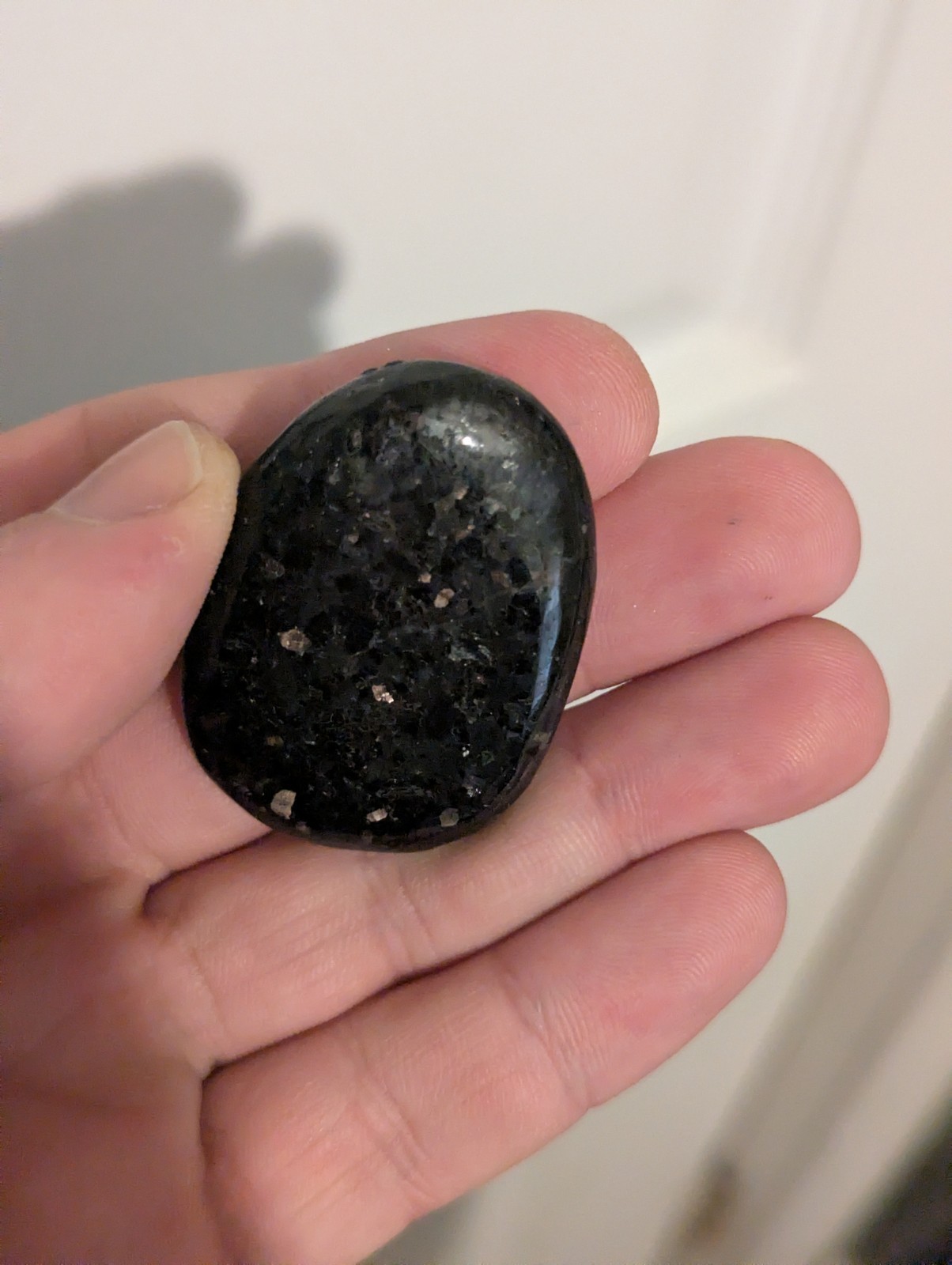 Flat Round Ovular sparkling Palm Stone