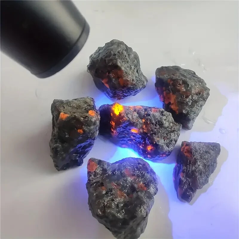 3Pcs Natural Raw Rough Yooperlite Flame Rocks Energy Crystal Mineral Specimens