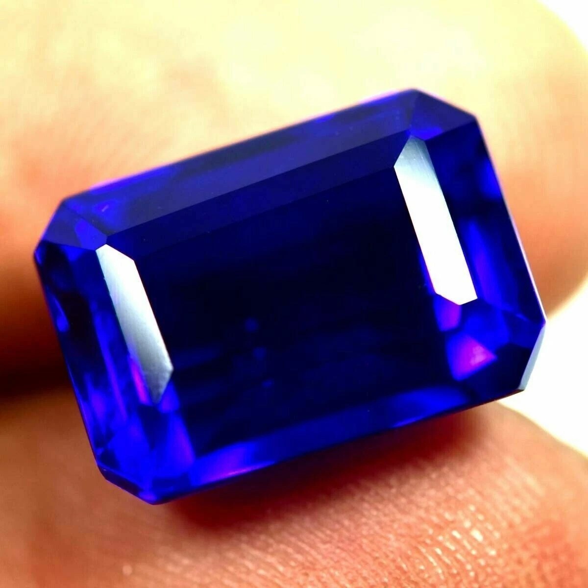 Beautiful Natural Blue Sapphire Emerald Cut Certified Loose Gemstone 10 CT
