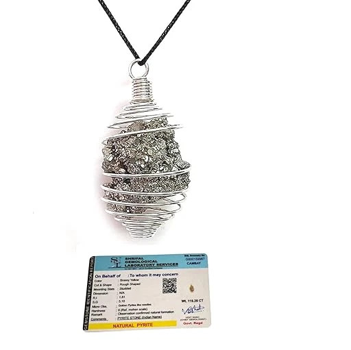 Pyrite Stone Original Crystals Certified Spring Cage Locket Pendant for Unisex