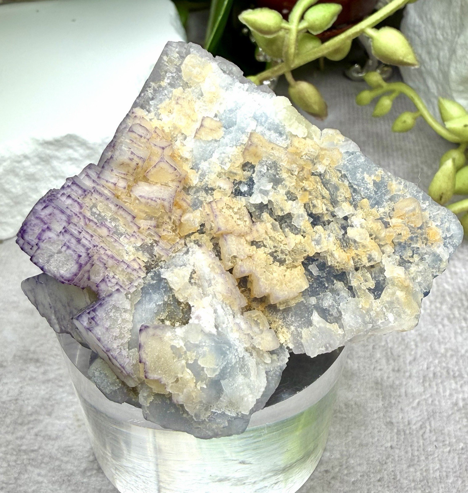 Crystal 96g Purple Blue Clear Fluorite Cluster Cube Specimen Mineral Raw