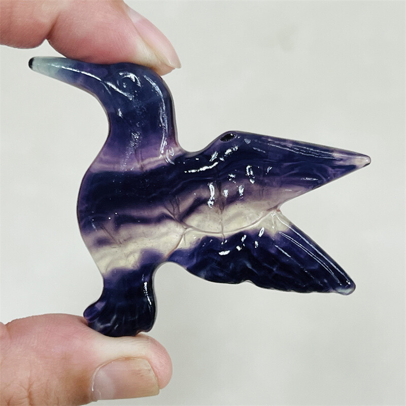 2.4″ Natural Fluorite Carved Phoenix bird Skull Quartz Crystal Skull Reiki 1PC