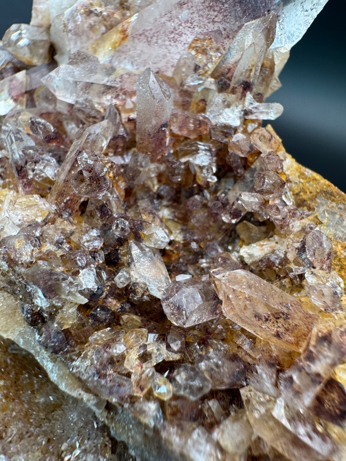 6788 Sunset Phantom Quartz Cluster with Nice Hematite Inclusions India 125g