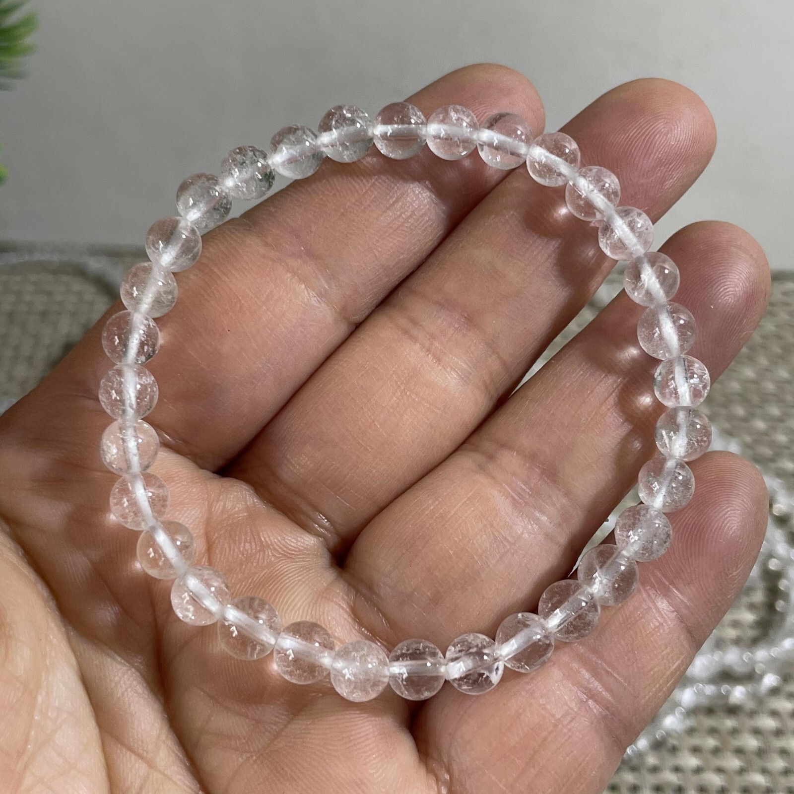 Wholesale 5 Pcs Clear Quartz Crystal stone 6mm Stretch Bracelet
