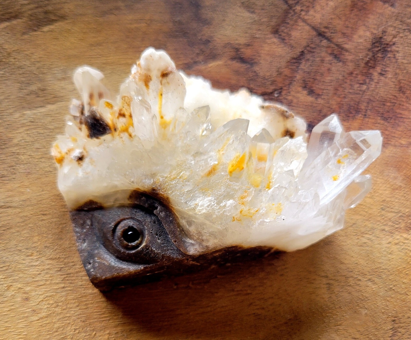 Natural Crystal Cluster Quartz Specimen Stone Hand-Carved ~ All Seeing Eye