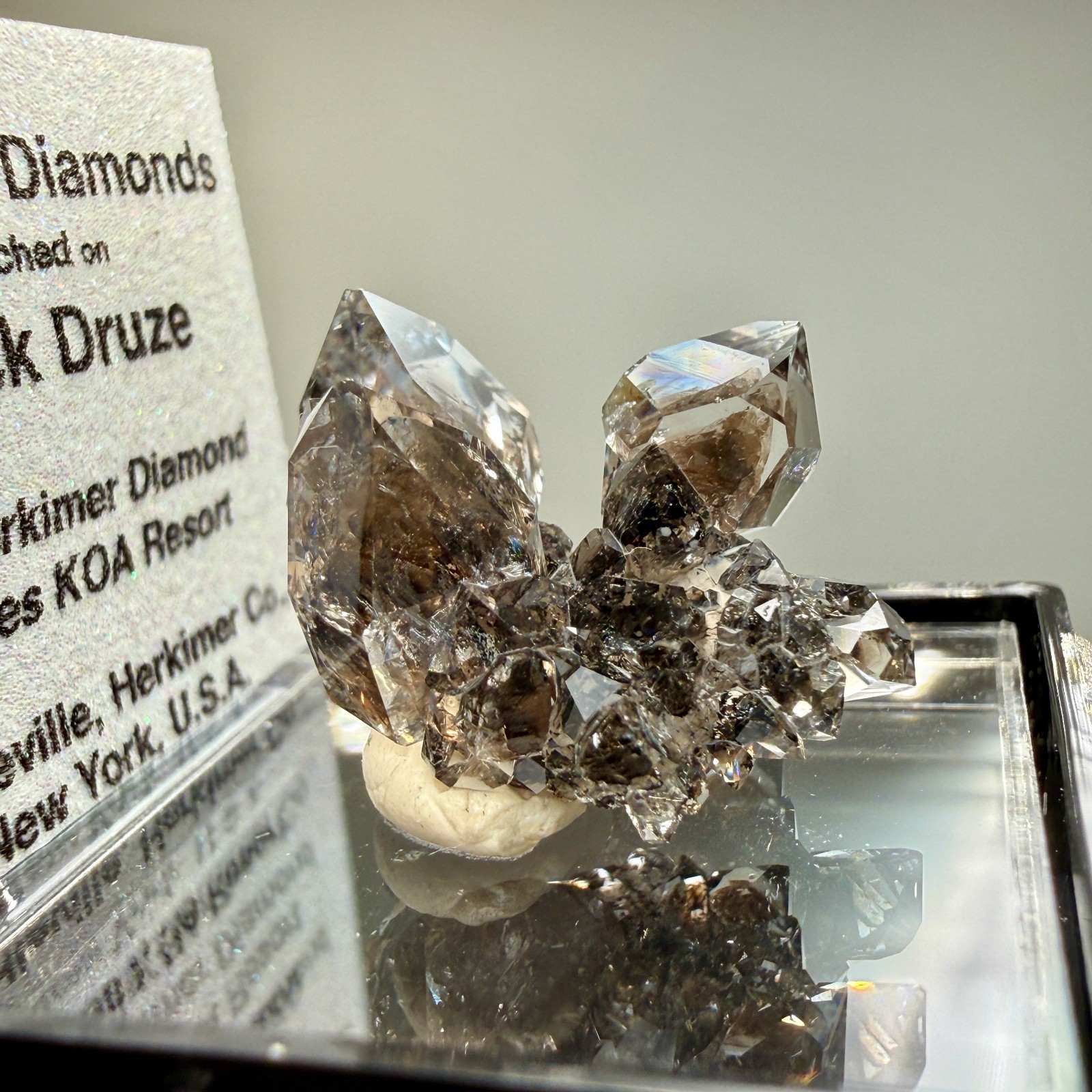 Herkimer Diamond Gems Perched on Druzy Matrix, Complete Floater, Top Shelf Piece
