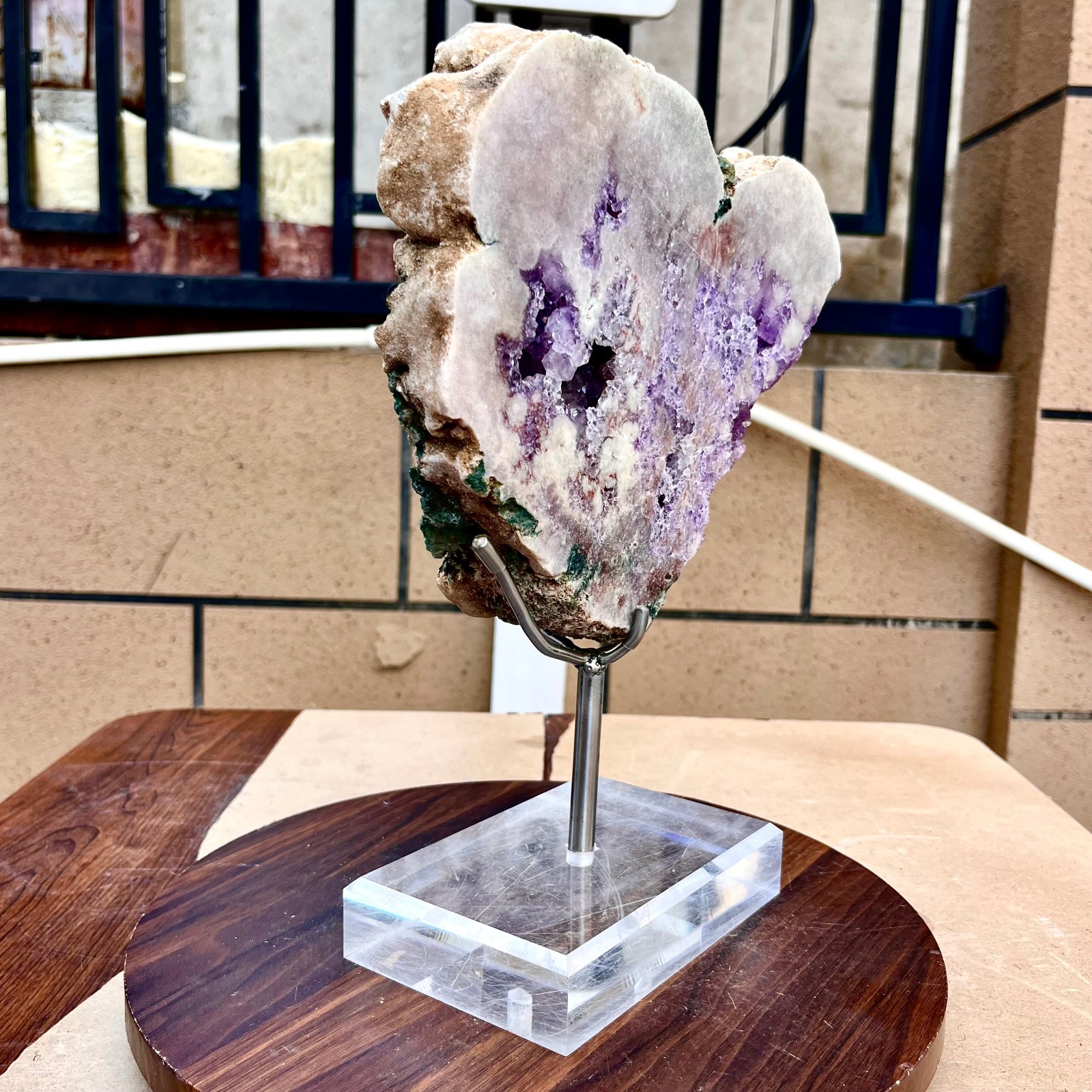9.53LB Natural purple pink crystal raw ore hand carved heart-shaped healing