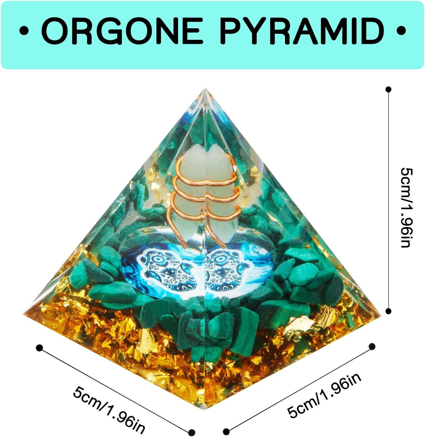 Orgone Pyramid, Small Healing Crystal Pyramid Porstive Energy Generator, Orgonit