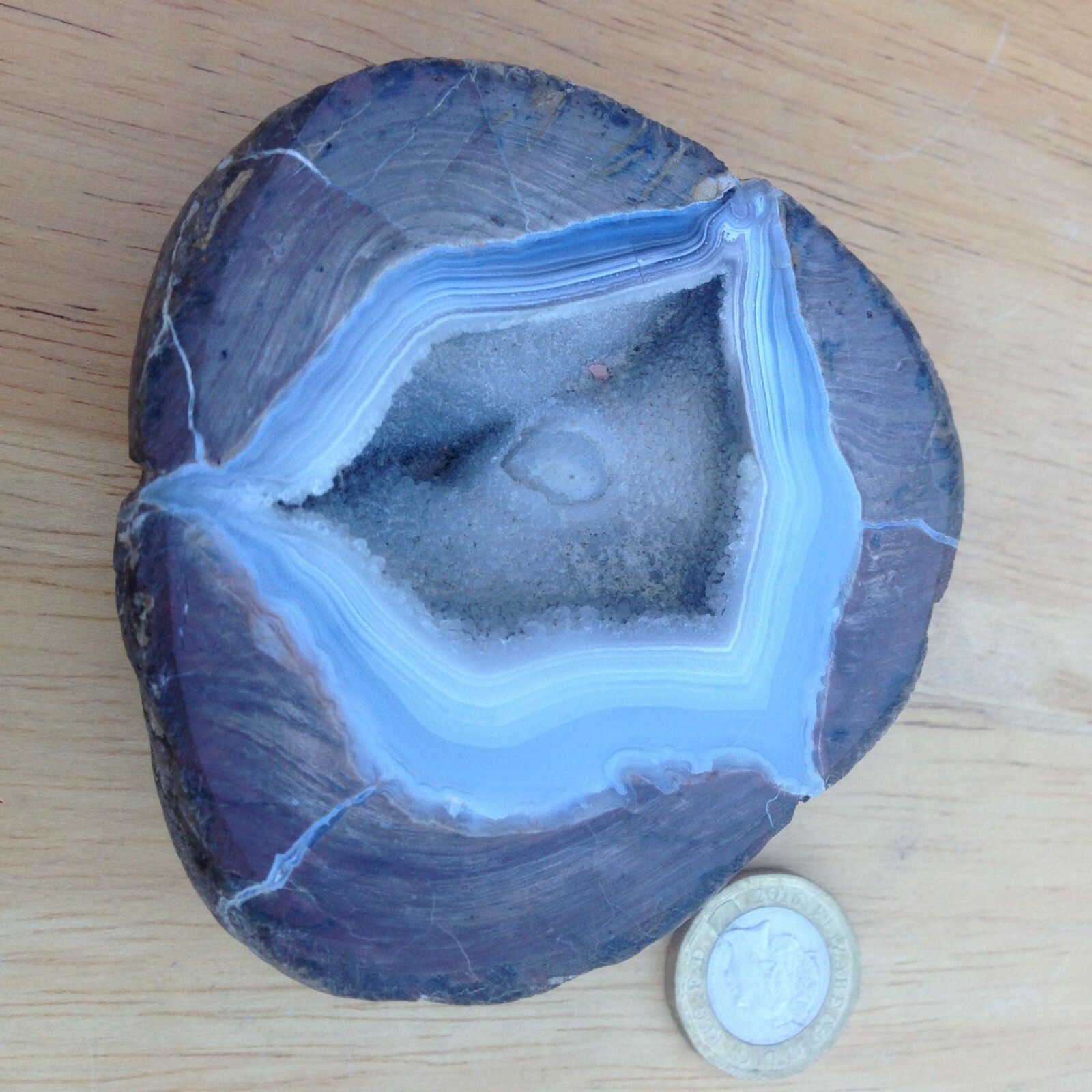 Large Crystal Geode Banded Agate Drusy Cave Healing Negativity 298g 8×7.6×3.6cm