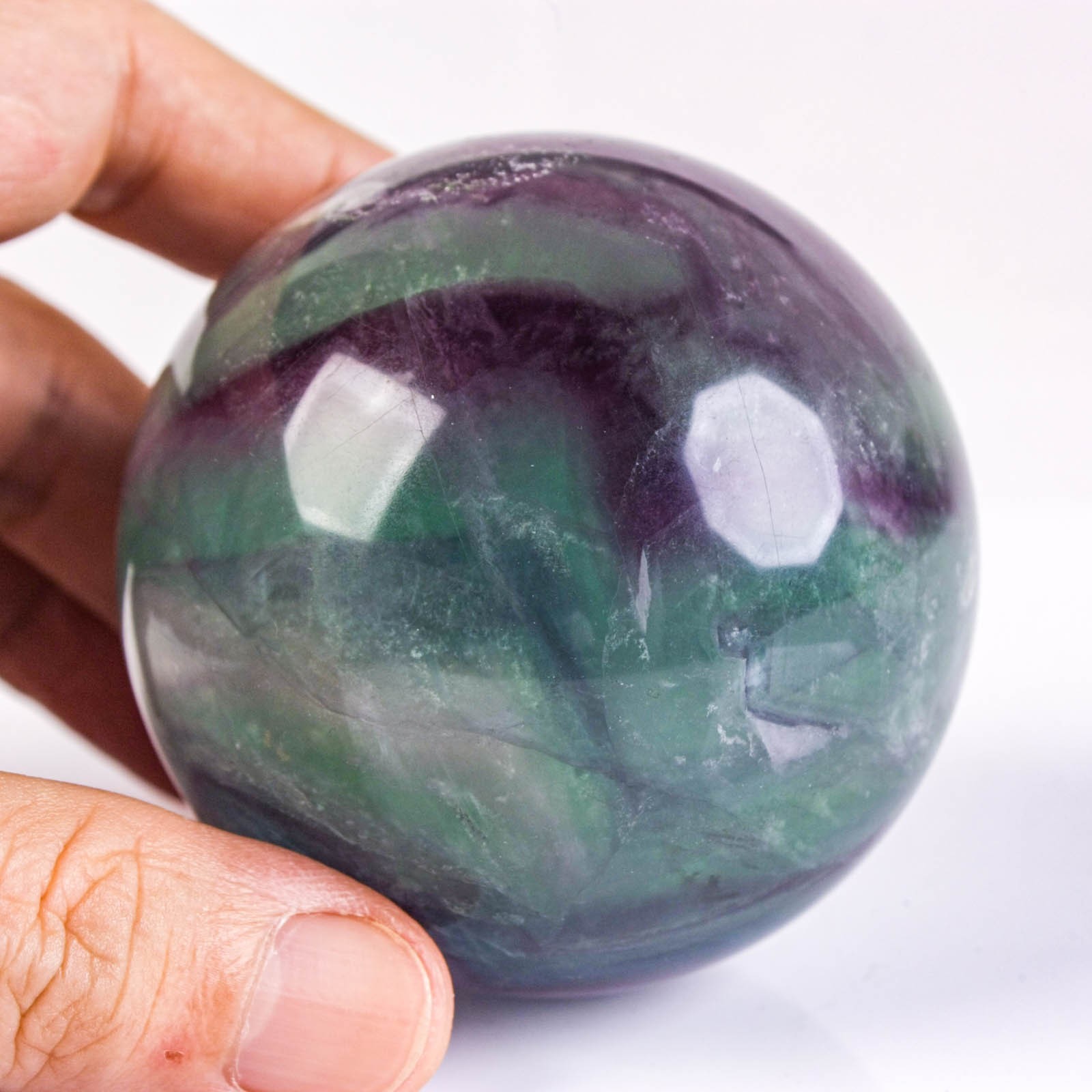 2.6″ 1.01LB Rainbow Fluorite Sphere Crystal Ball Natural Banded Mineral Specimen