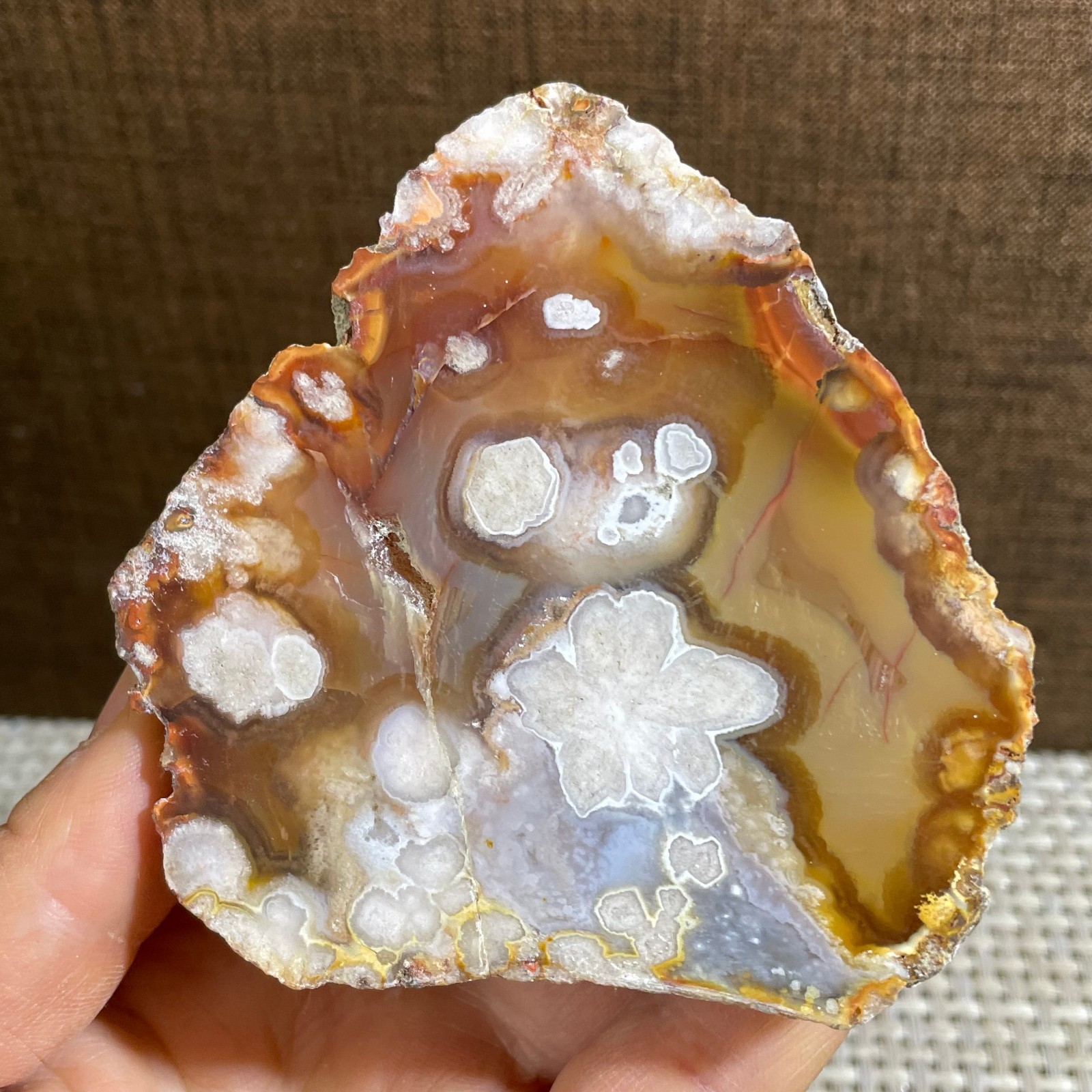 198g atural Sakura Agate Blossom Facet Rough Specimen Madagascar