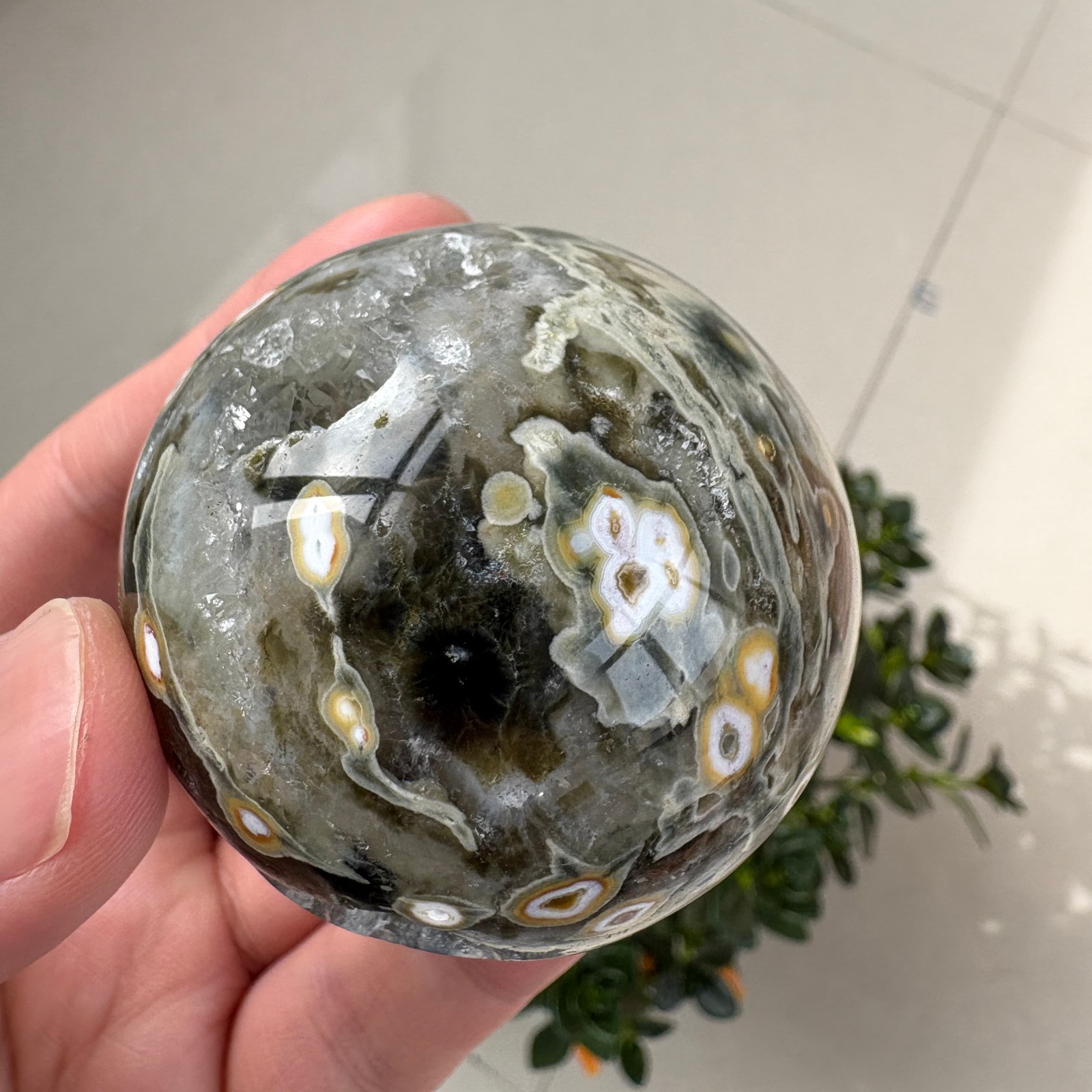 Natural 8th Vein Ocean Jasper Sphere 2.1″ 0.4 lb Crystal Ball Healing Gemstone