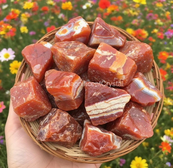 3PCS Natural Raw Carnelian Stone Red Crystal Healing Home Decor Energy Gifts