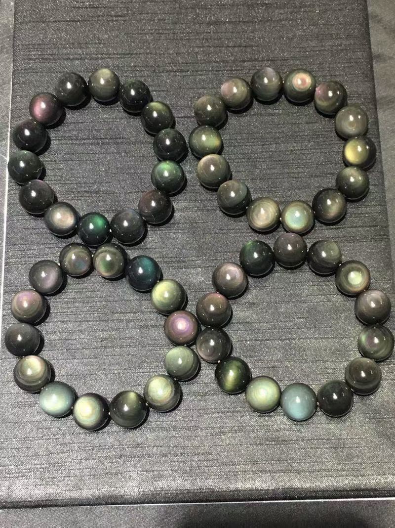 1pcs Natural Rainbow Obsidian 12mm Crystal Stretch Bracelet decorate