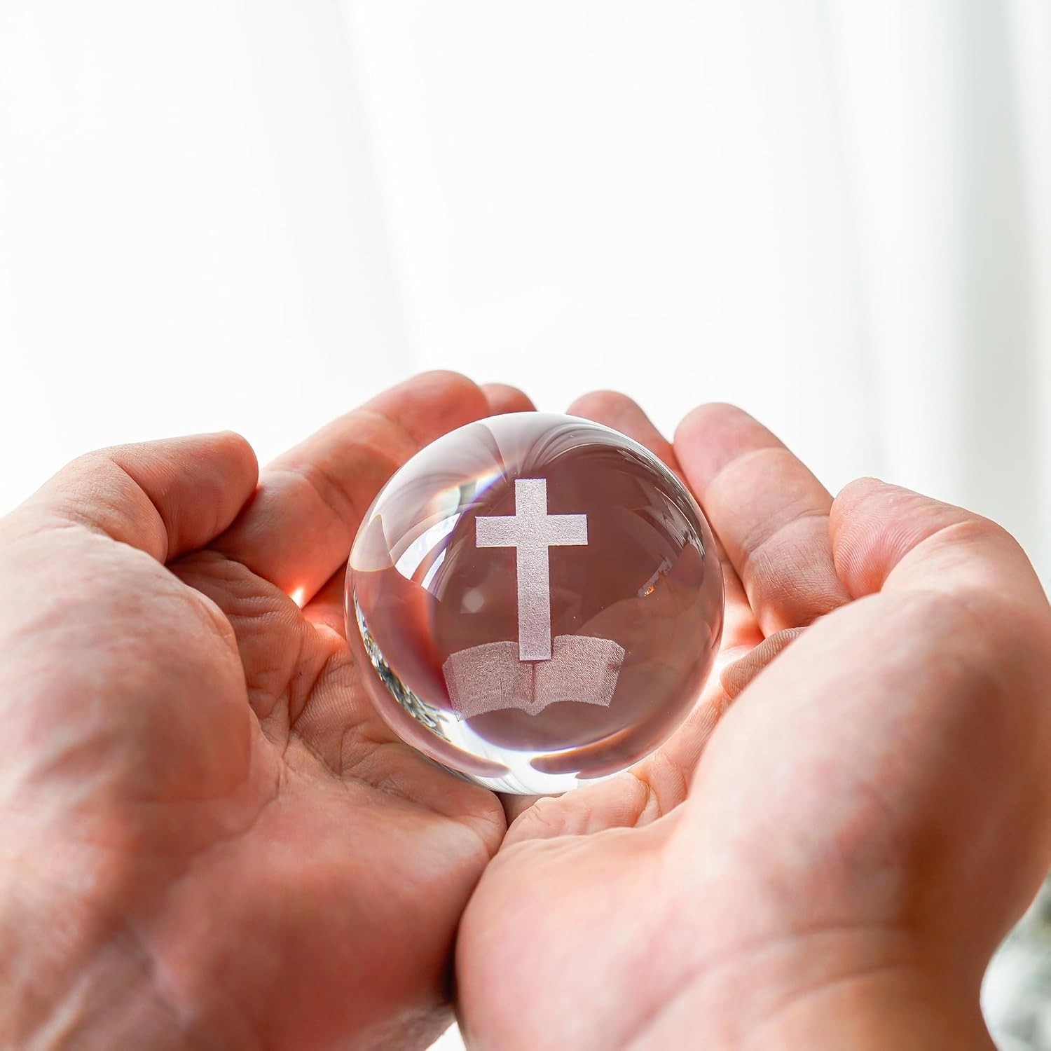 3D Laser Crystal Ball Cross Home Decor 2.3 Inch K9