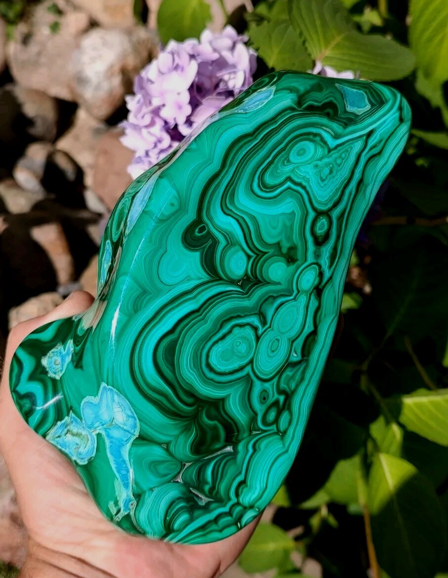 GORGEOUS CHRYSCOLLA -MALACHITE NATURAL MINERAL, POLISHED SHOW PIECE 3LBS 14OZ