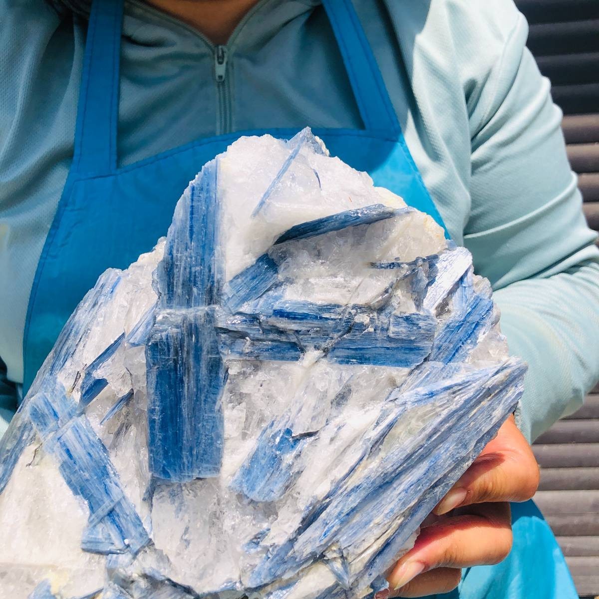 9.46LB Natural Blue Kyanite Cluster with Clear Quartz Matrix Crystal Specimen
