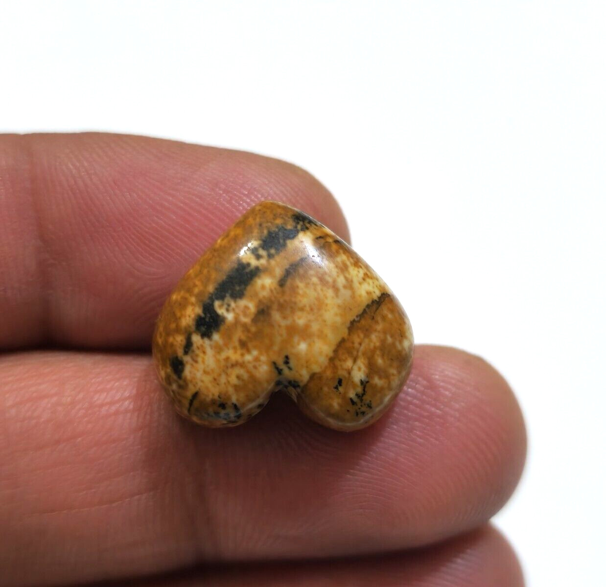 Natural Picture Jasper Heart Shape Cabochon 19.70 Crt Loose Gemstone For Jewelry