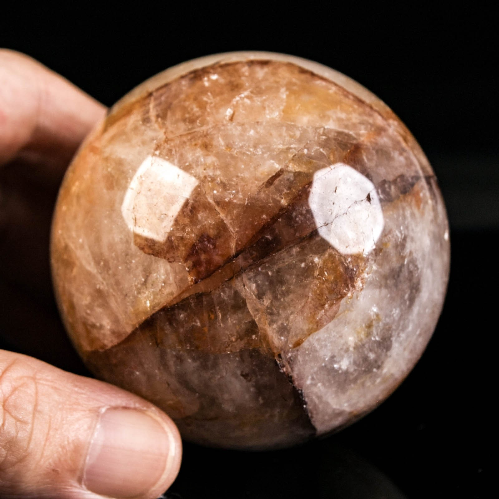2.5″ 13.09oz Fire Quartz Sphere Natural Hematoid Quartz Crystal Ball Specimen