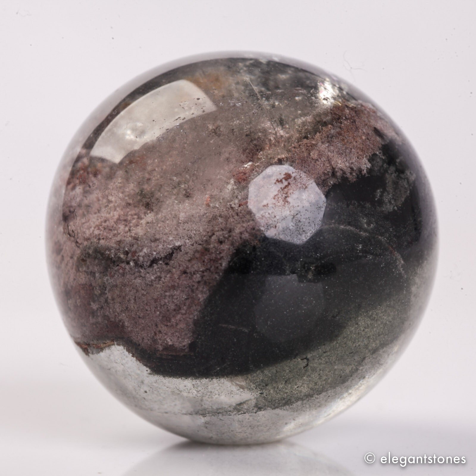 58g35mm Natural Garden/Phantom/Ghost/Lodolite Quartz Crystal Sphere Healing Ball