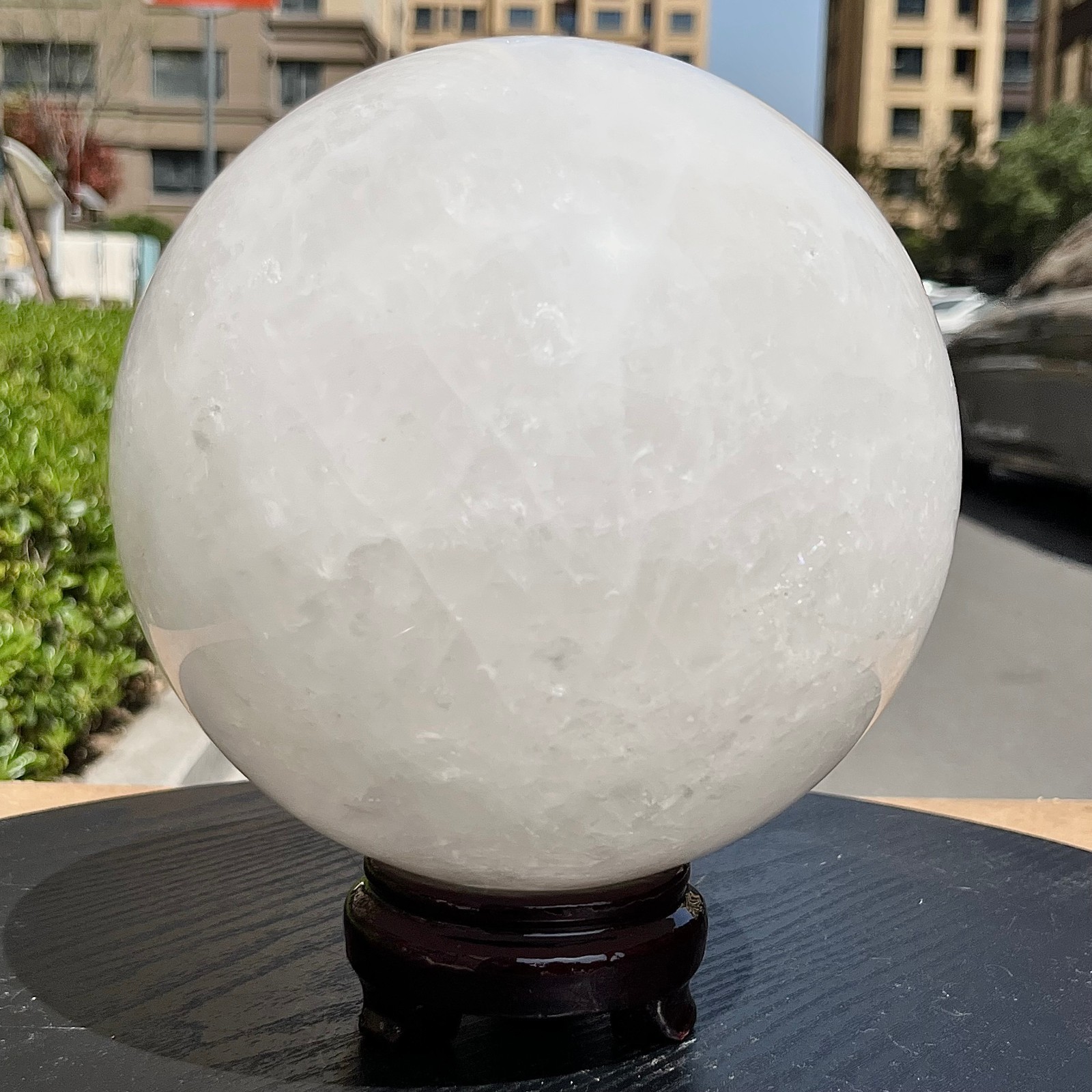 164mm Clear Quartz Crystal Sphere Ball Tower Natural Stone Feng Shui 14.4 lb