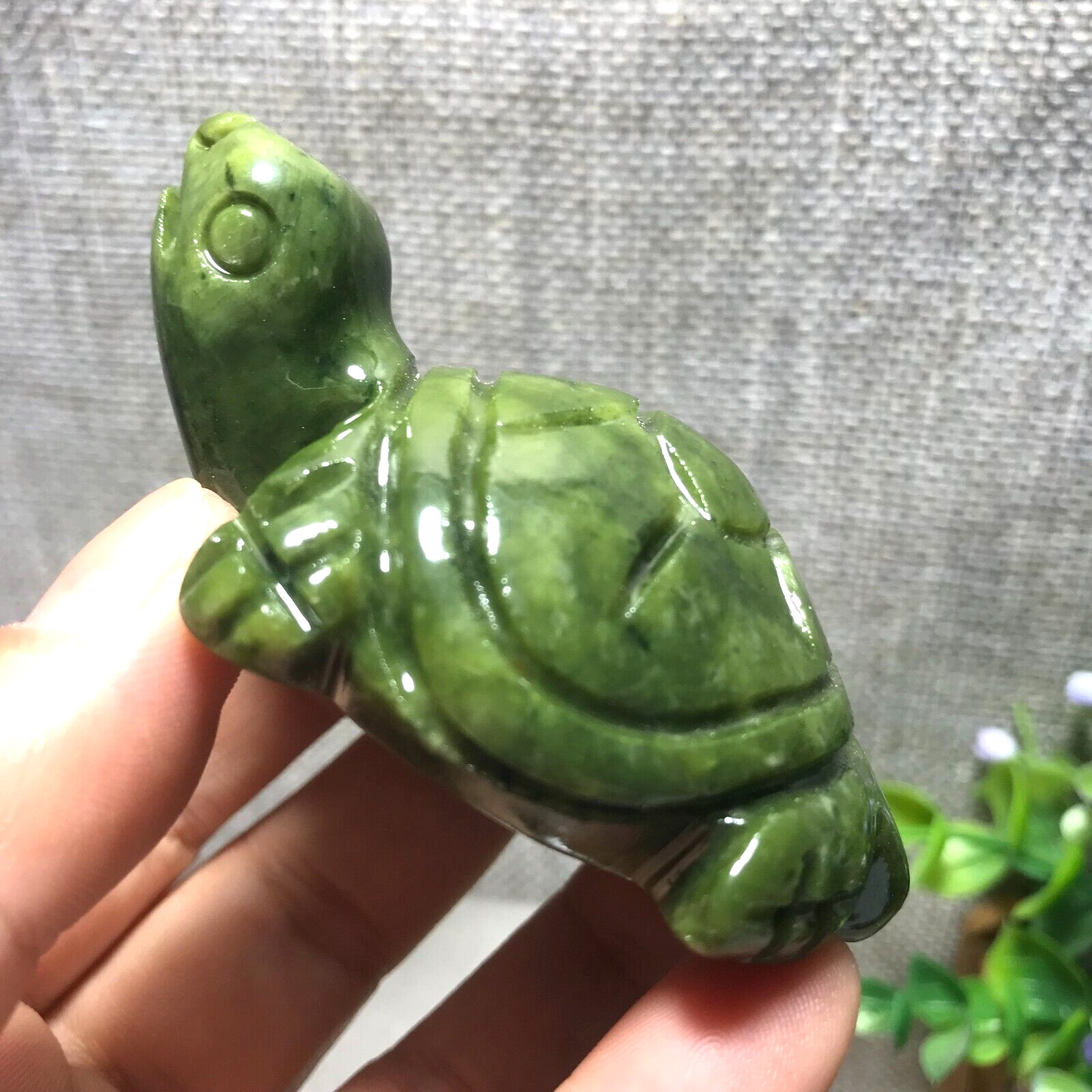 82g Natural Green jade carved Turtle quartz Crystal Tortoise 32