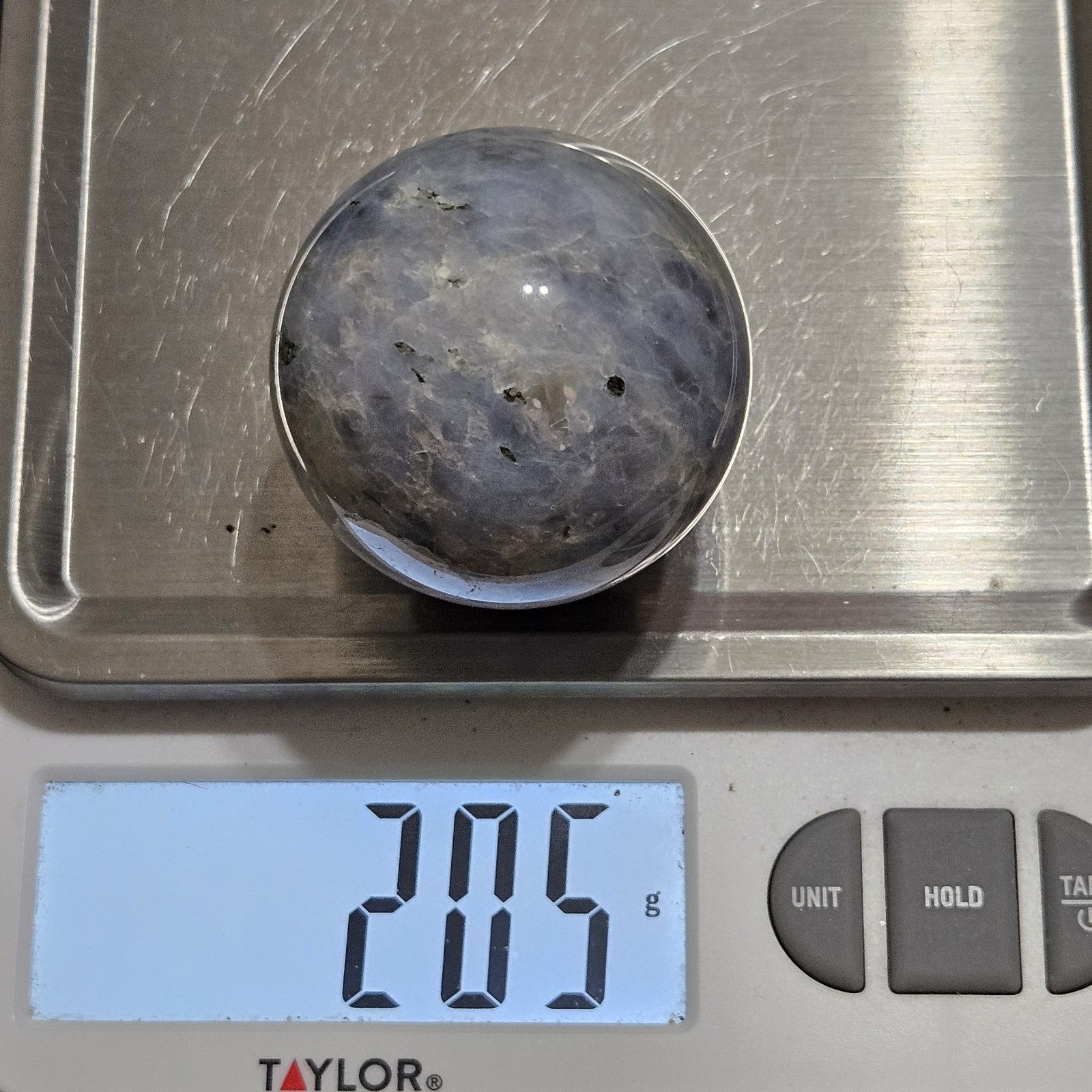 Natural Blue Calcite, Caribbean Calcite Crystal Mineral Sphere Crystal Ball 205g