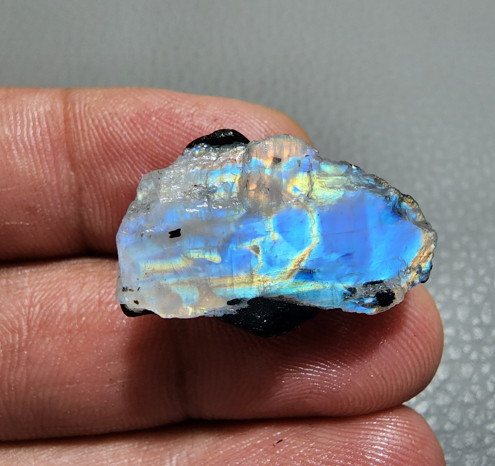 5 Piece Excellent Blue Fire White Rainbow Moonstone Rough Loose Gemstone Jewelry