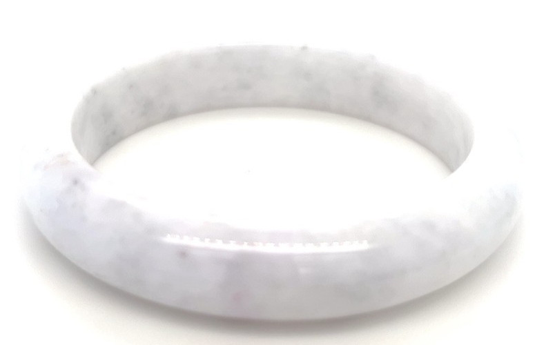 “Type A Burmese Jadeite Bangle White Half Moon 59mm”