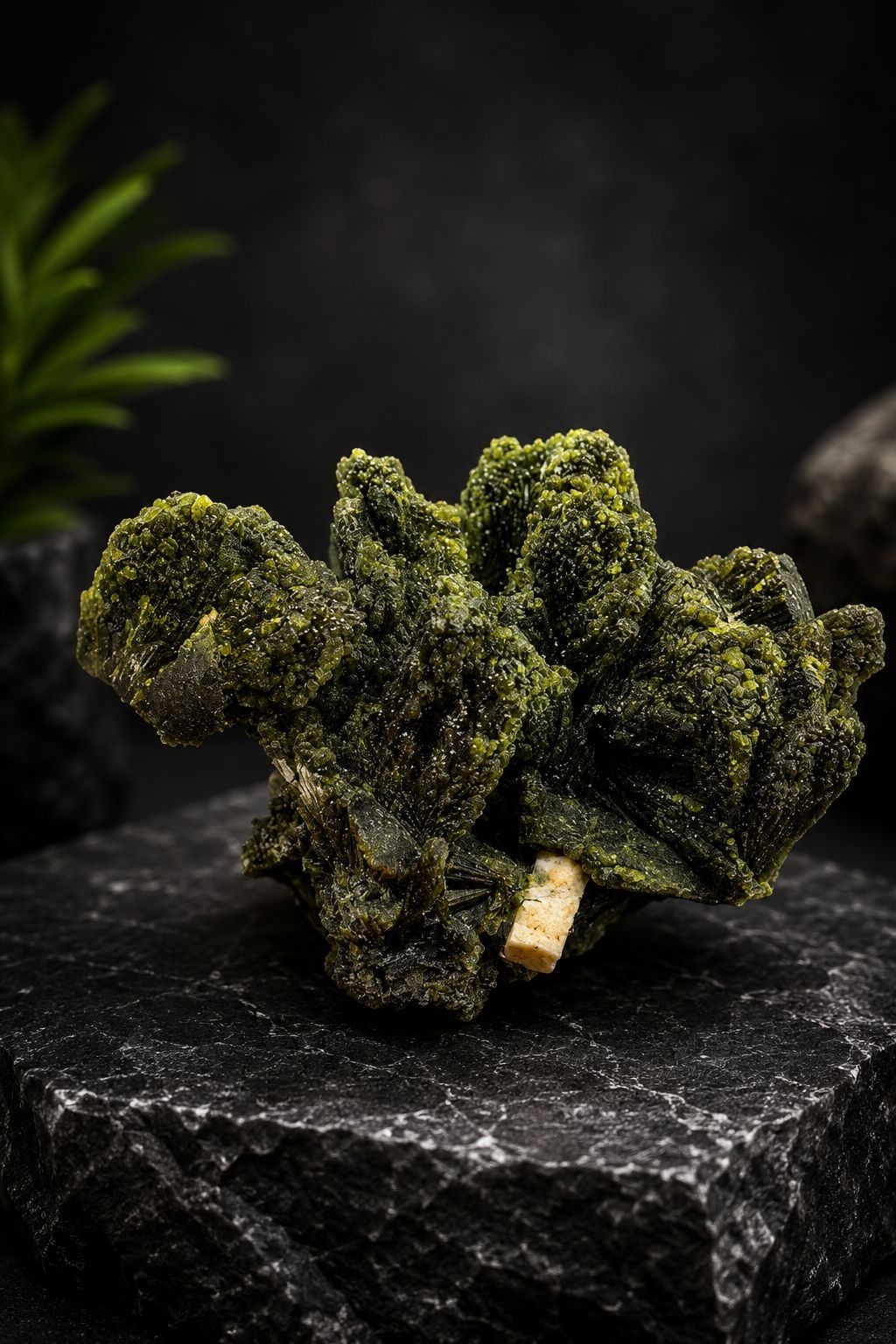 Natural Green Epidote with Feldspar Crystal Specimen 189.7 Grams | Rare Mineral