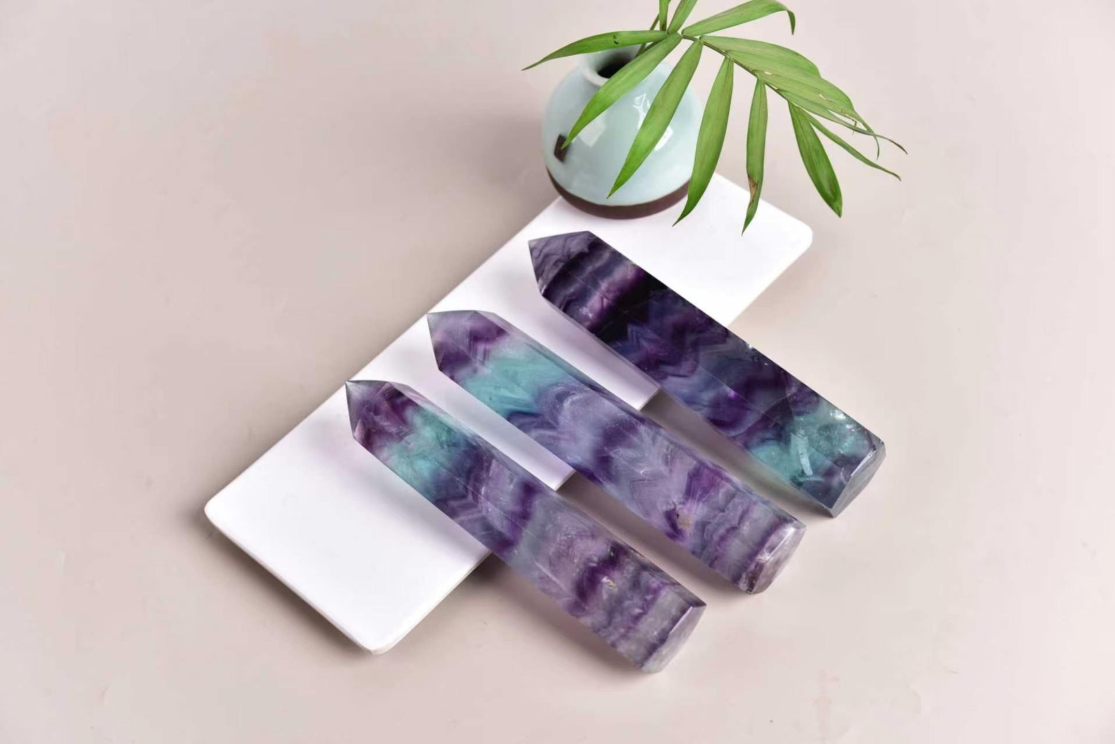 2PCS Rainbow Fluorite Tower 6-7in Natural Polished Crystal Wholesale USA
