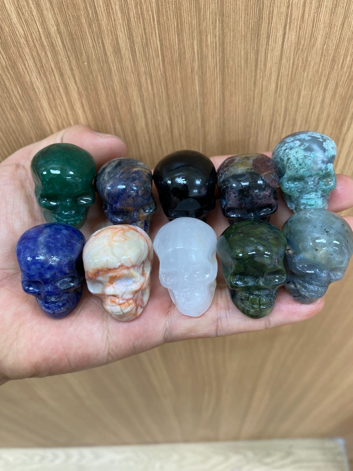 1pc Natural Mixed Quartz hand Carved skull crystal Reiki healing Gift Decor