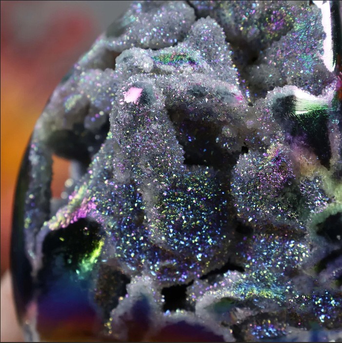 150-200g Titanium Angel Aura Sphalerite Flame Tower Rainbow Crystal Cluster