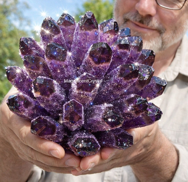 2lb+Large Dark Purple Amethyst Geode Cluster Natural Quartz Crystal Healing Deco