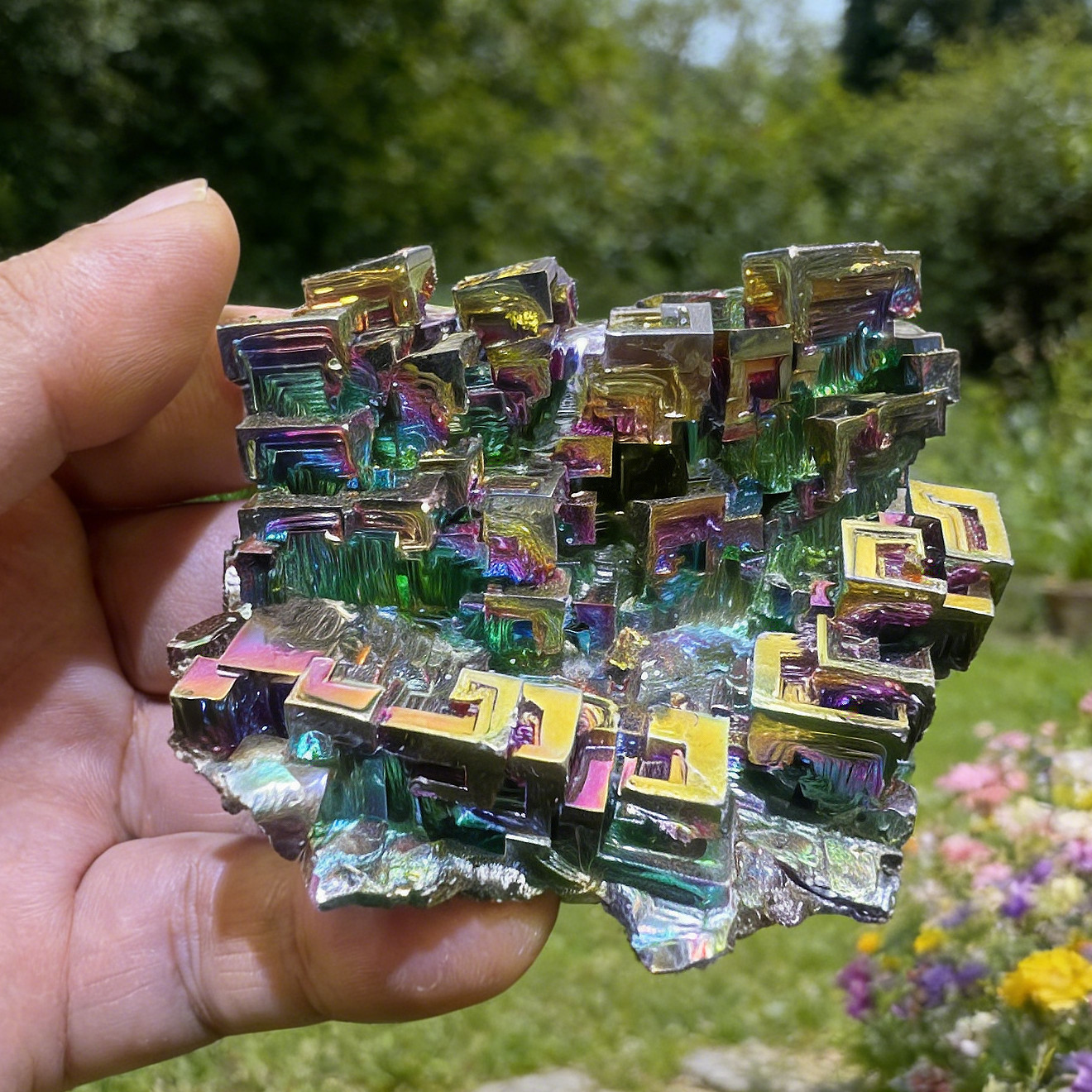 Natural Stone Bismuth Rainbow Aura Charm Specimen Crystal Cluster Reiki specimen