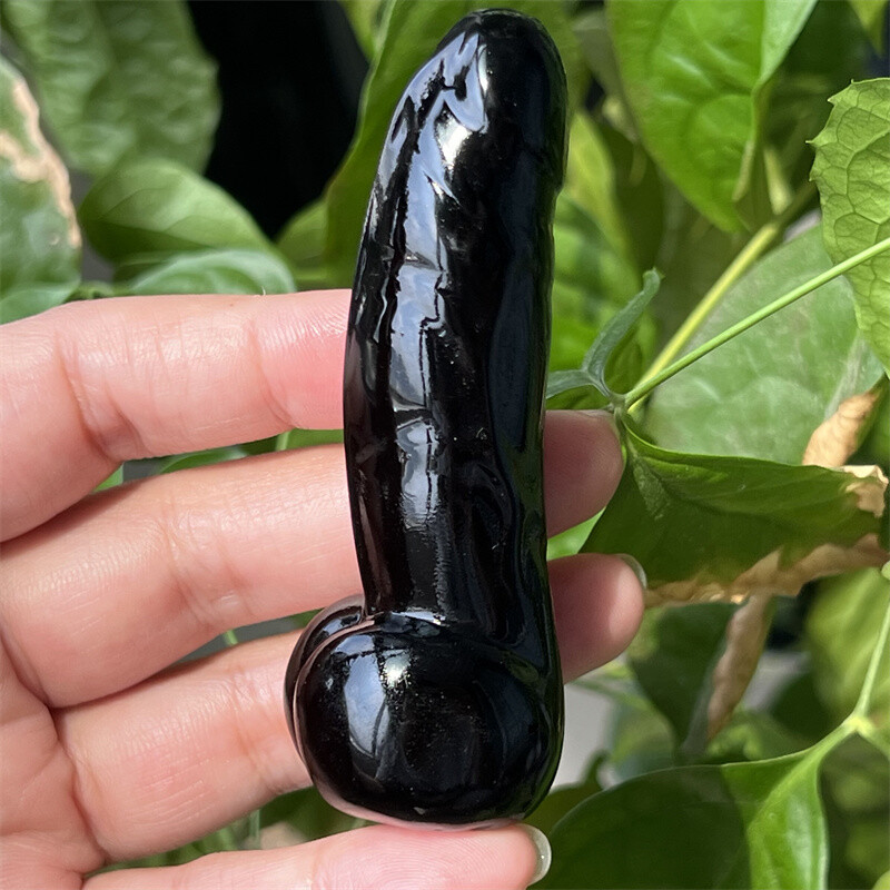 3″ Natural Obsidian Male Penis Quartz Skull Crystal skull Figurines Healing 1PC