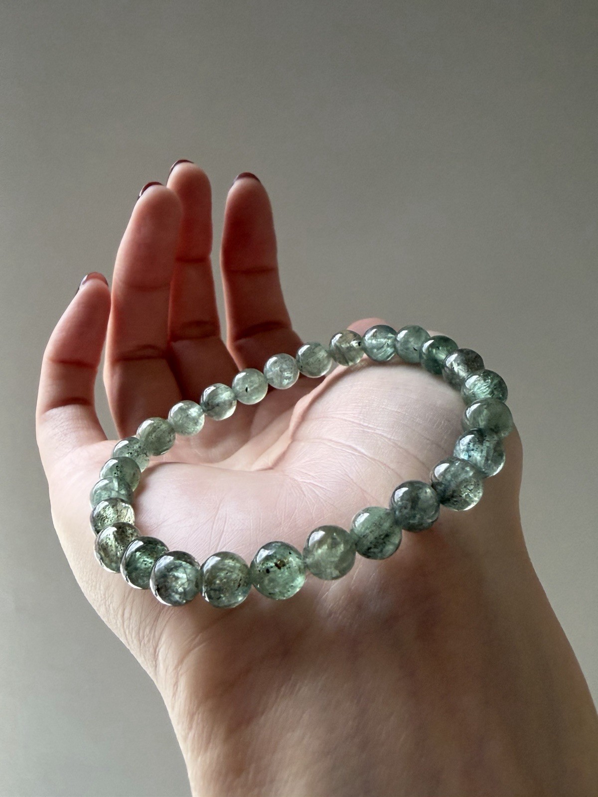 Rare Gemmy Natural Translucent Jelly Green Apatite Bracelet