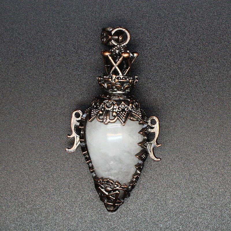 3-5PCS Natural stone crystal retro bottle inlaid with spiritual crystal pendant