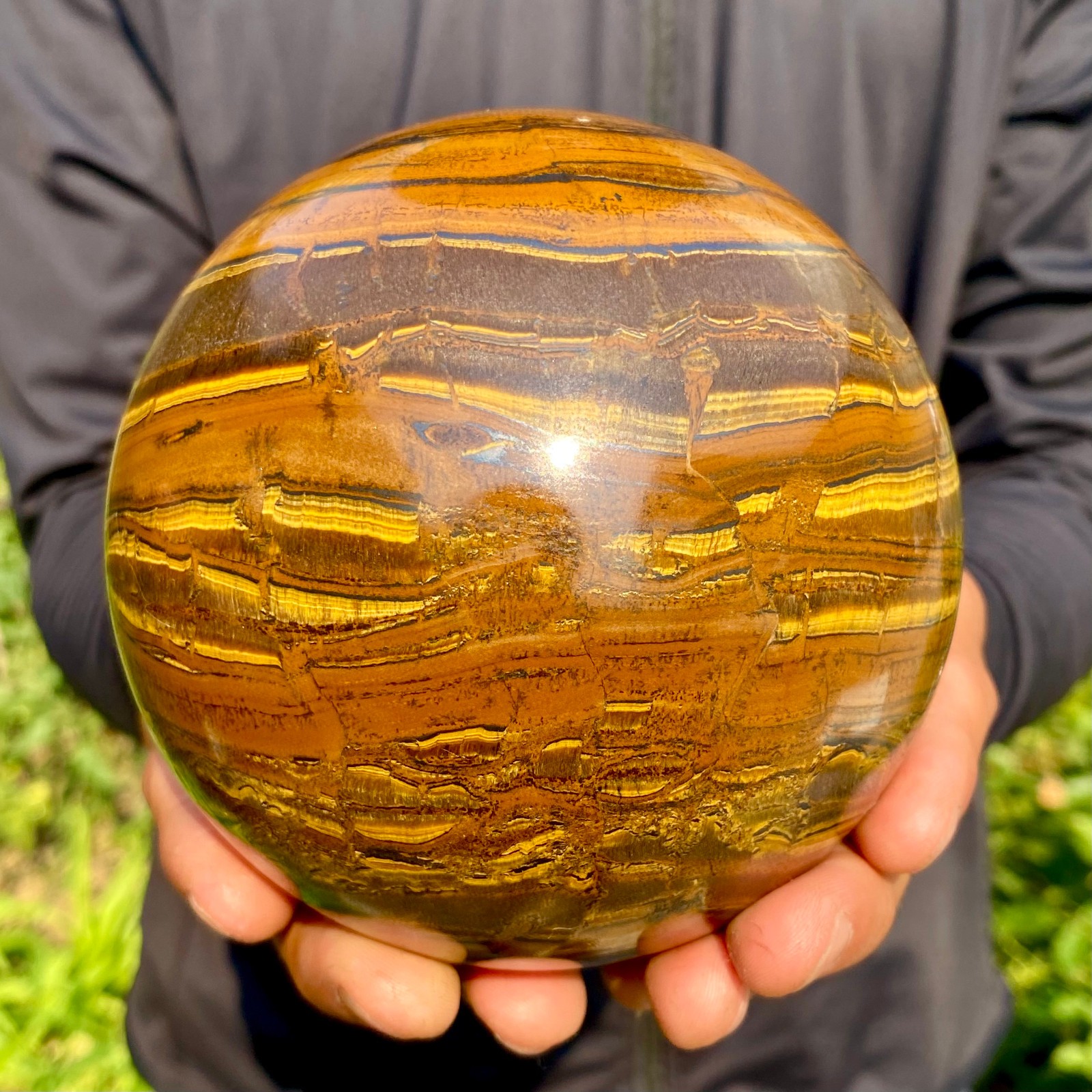4.76LB Large Natural Tiger Eye Stone Crystal Ball Quartz Healing Sphere Décor