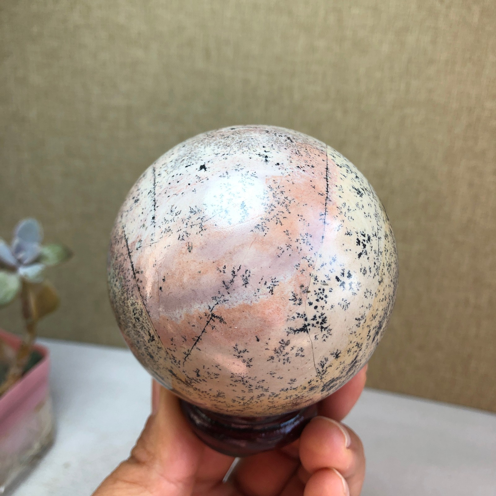 67mm Natural Traditional Chinese Painting ball Hand Carving sphere 433g A2082
