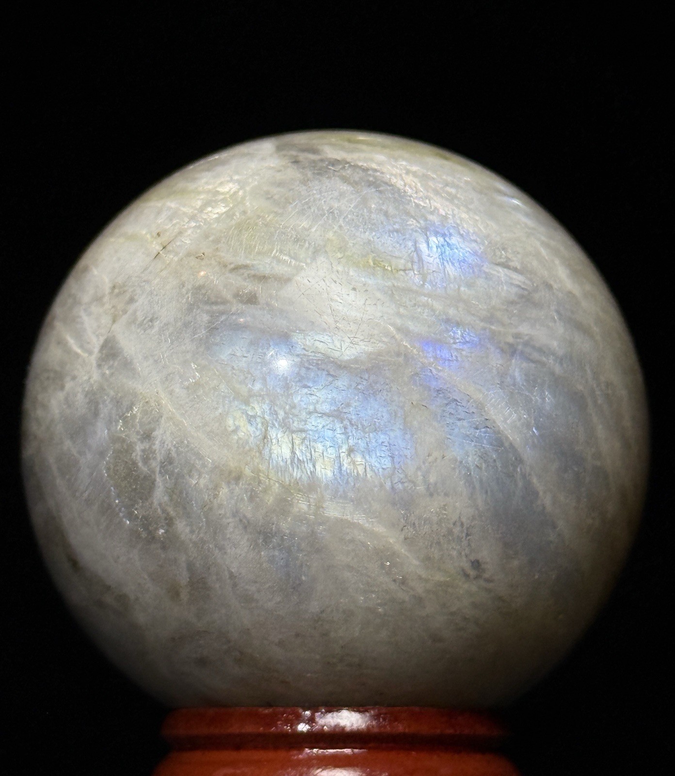 49mm MOONSTONE SPHERE – Crystal Blue Flash Feldspar Orb Ball Mineral Collection