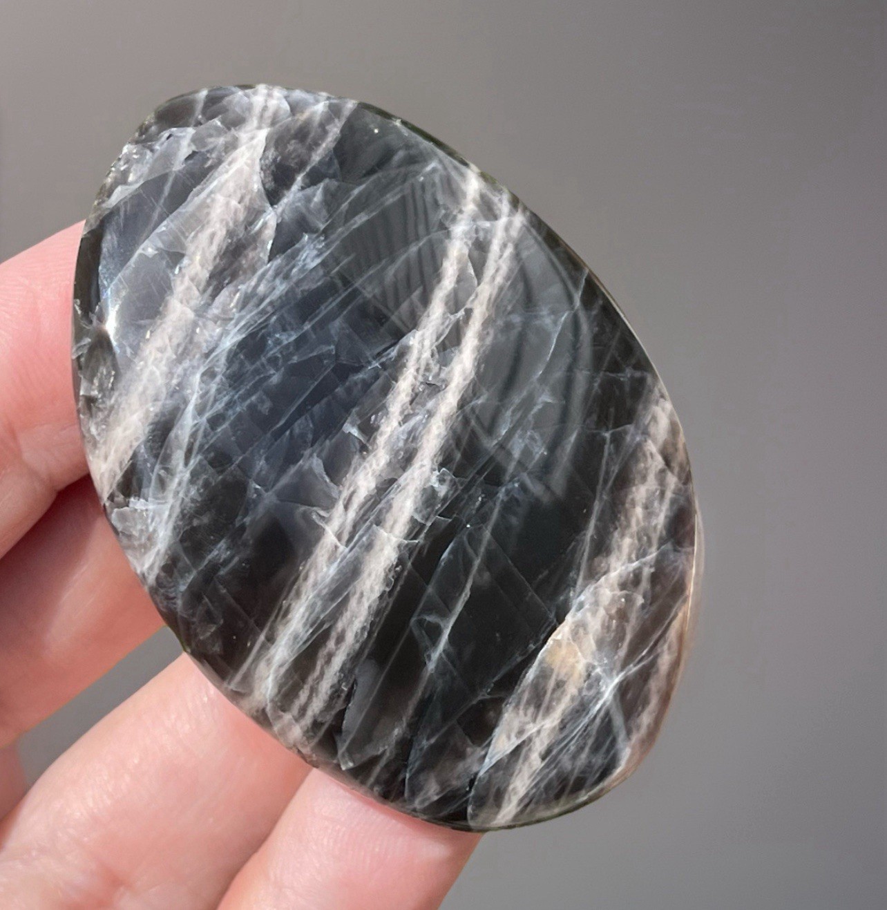 Black Sunstone Flat Palm Medallion Crystal Freeform Confetti sunstone Gemstone
