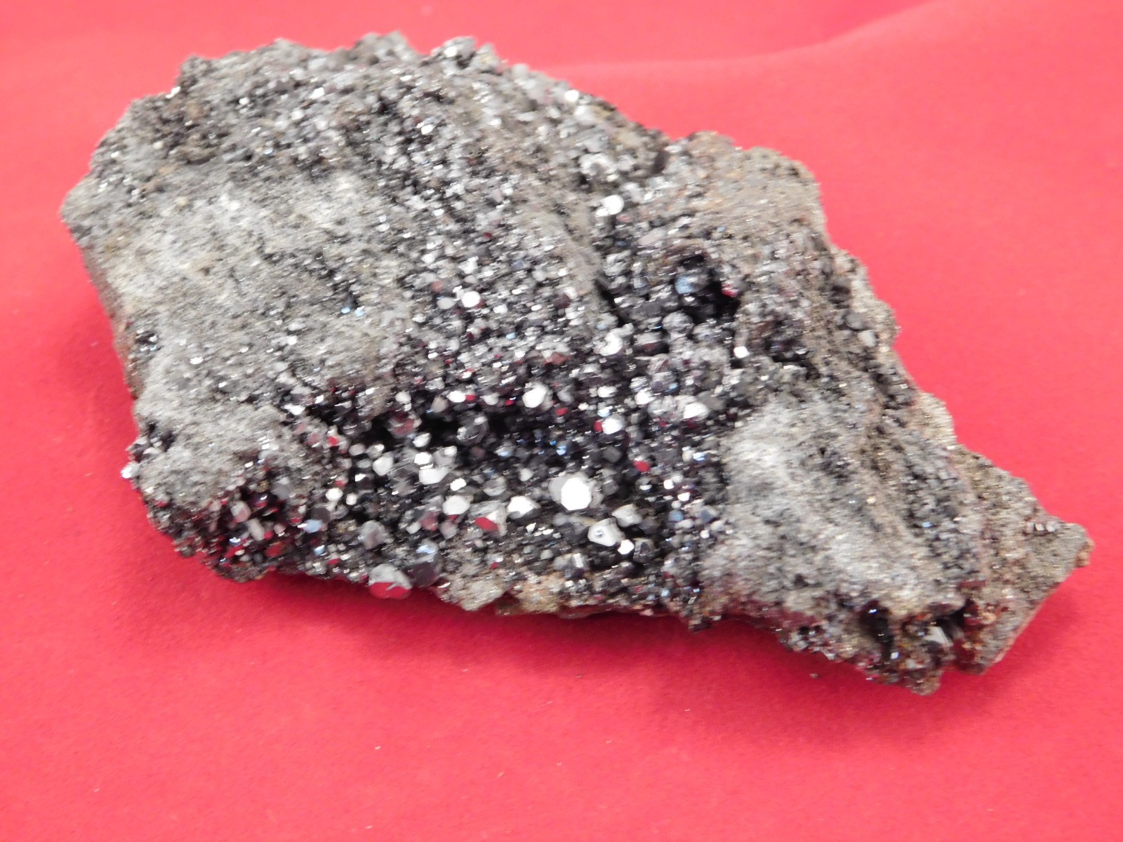 Larger RHOMBIC GALENA Crystal Cluster with Druzy Pyrite 100% Natural Peru 233gr