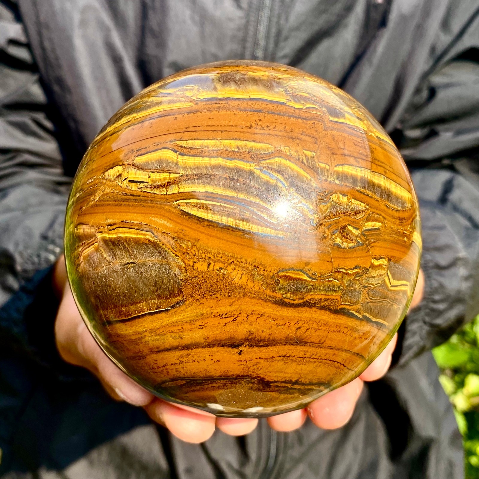 4.03LB Large Natural Tiger Eye Stone Crystal Ball Quartz Healing Sphere Décor