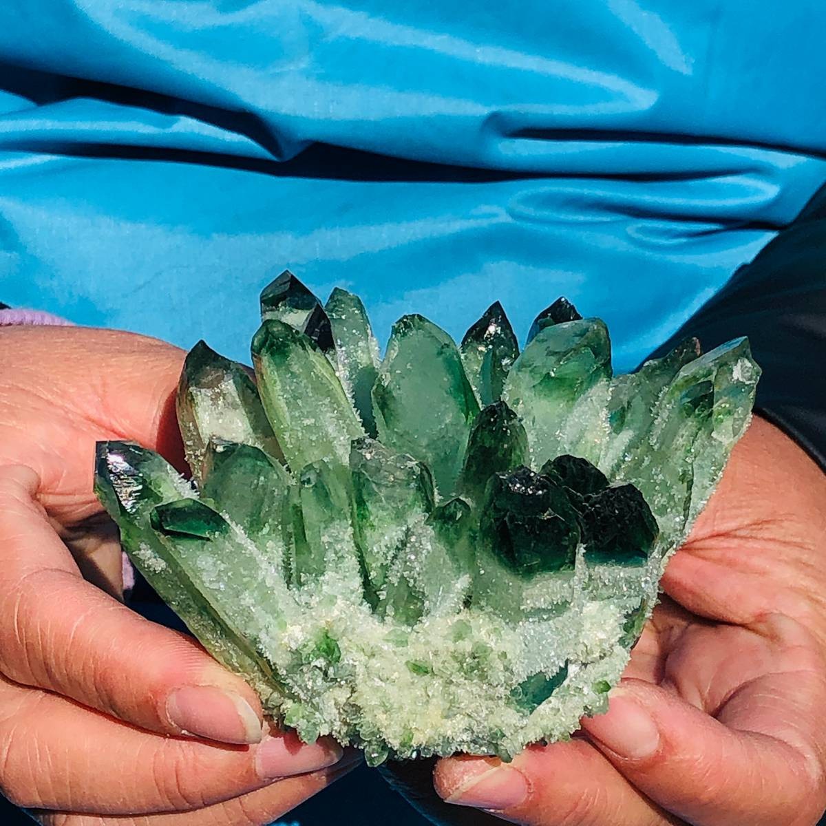430+510+460+290g New Find green Phantom Quartz Crystal Cluster Mineral Specimen