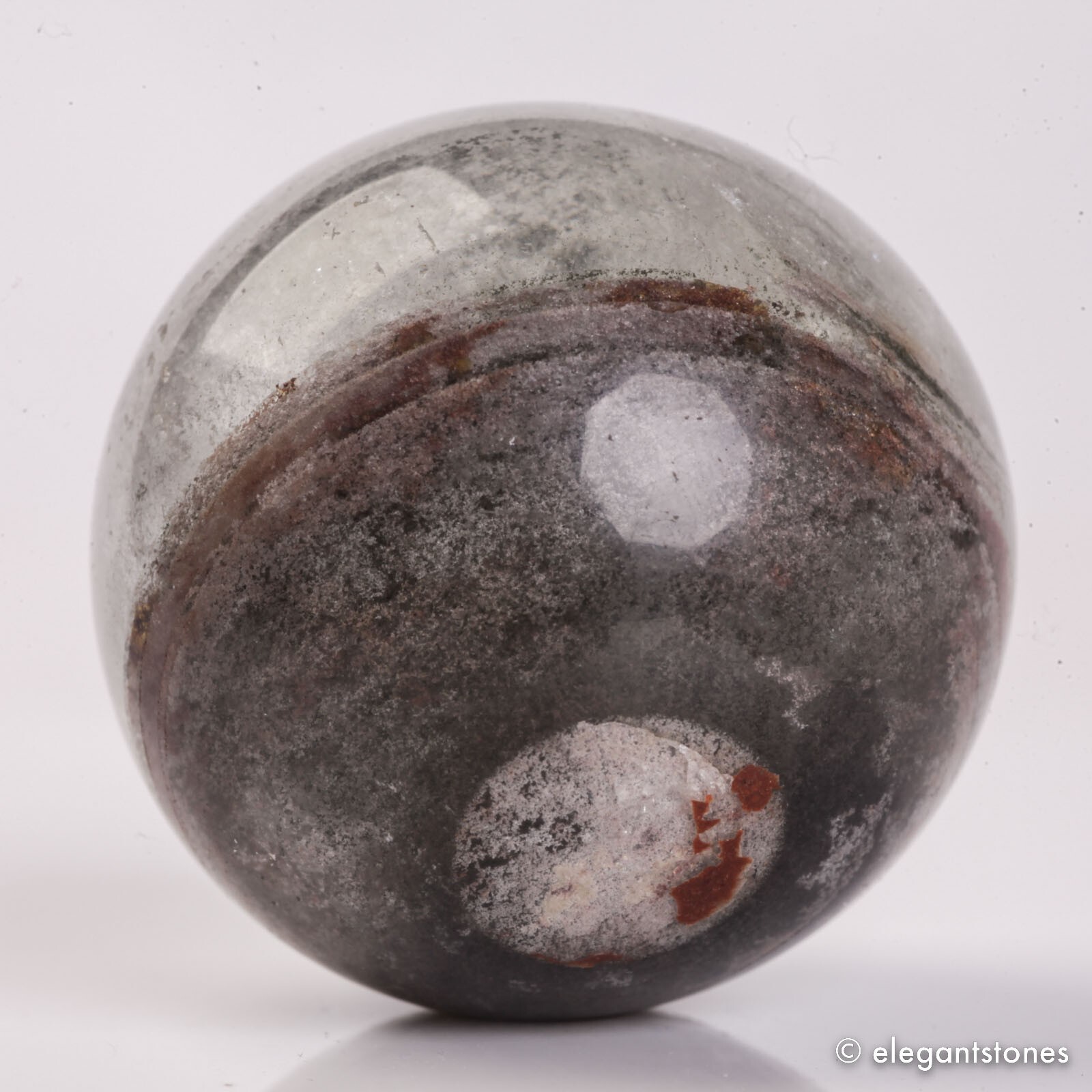 62g35mm Natural Garden/Phantom/Ghost/Lodolite Quartz Crystal Sphere Healing Ball